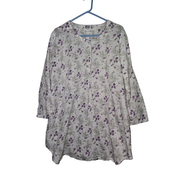 Vintage Floral Maternity Tunic By Mimi Maternity L Long Sleeve Cotton Cottage - Picture 1 of 6